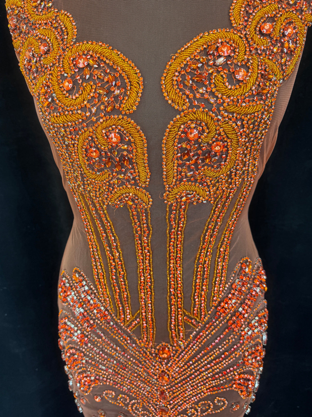Orange Rhinestone Bodice Appliqué
