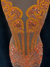 Orange Rhinestone Bodice Appliqué