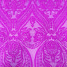 Catina Damask Stretch Sequins Nylon Spandex Mesh Fabric - Iridescent Sequin Damask, 60" Width, 52" Sequin Width (1 Yard)