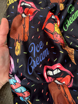 Printed Nylon Spandex Pop Art Lips Black
