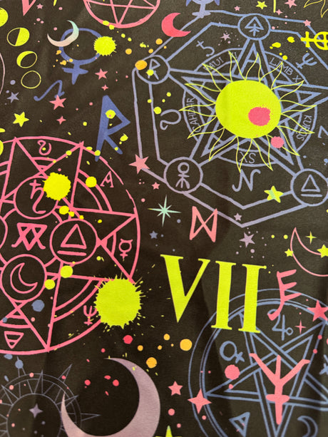 Printed Nylon Spandex Zodiac Astrology Black