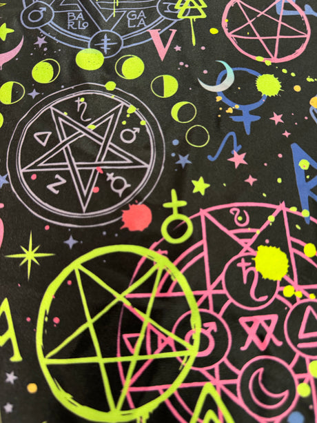 Printed Nylon Spandex Zodiac Astrology Black