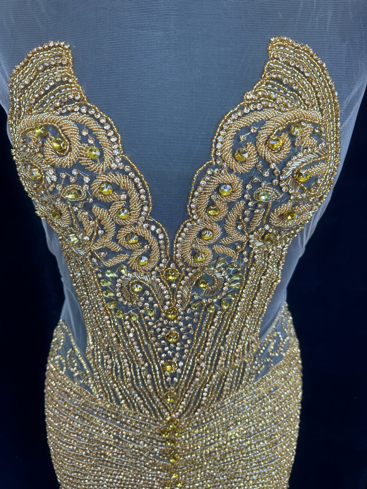 Gold Rhinestone Bodice Appliqué