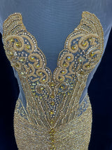 Gold Rhinestone Bodice Appliqué
