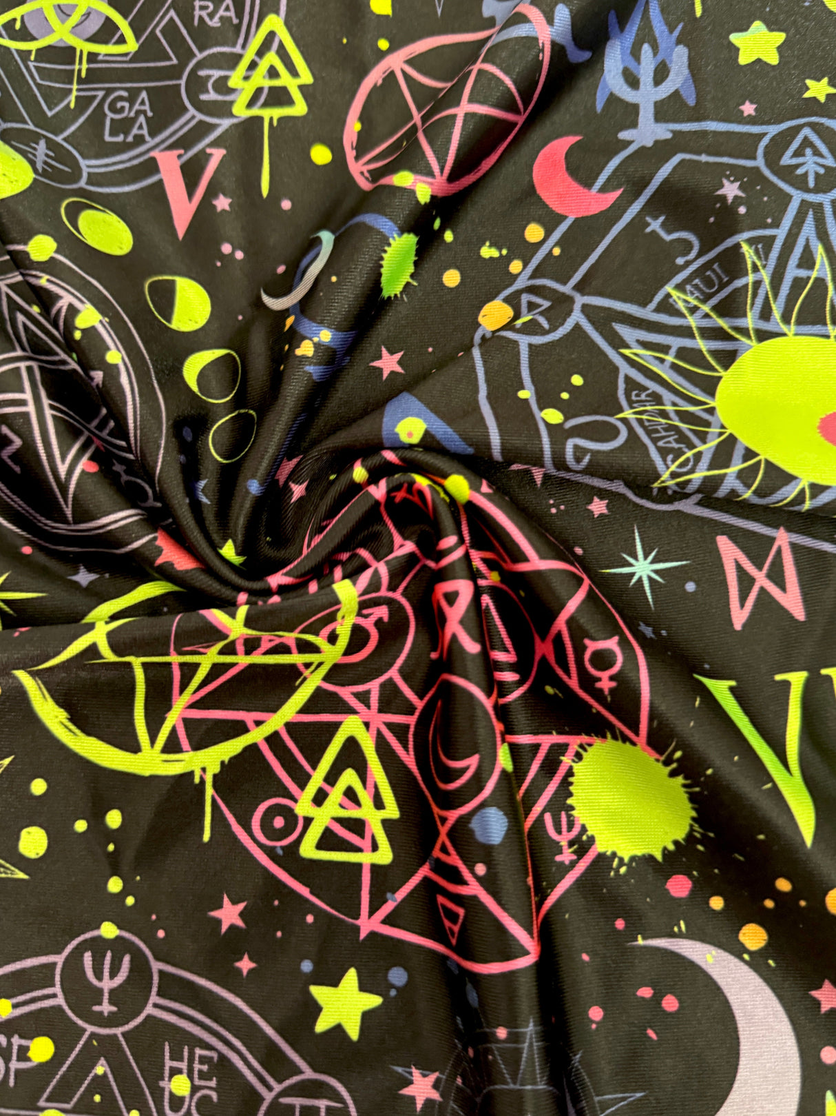 Printed Nylon Spandex Zodiac Astrology Black
