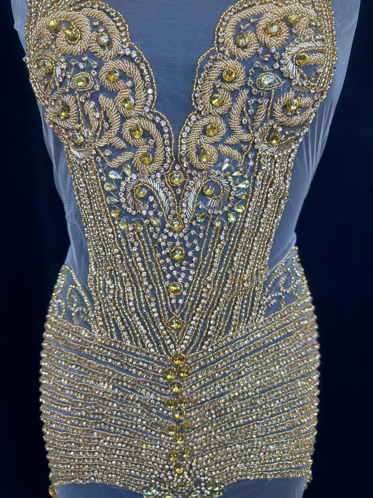 Gold Rhinestone Bodice Appliqué