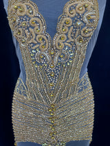 Gold Rhinestone Bodice Appliqué