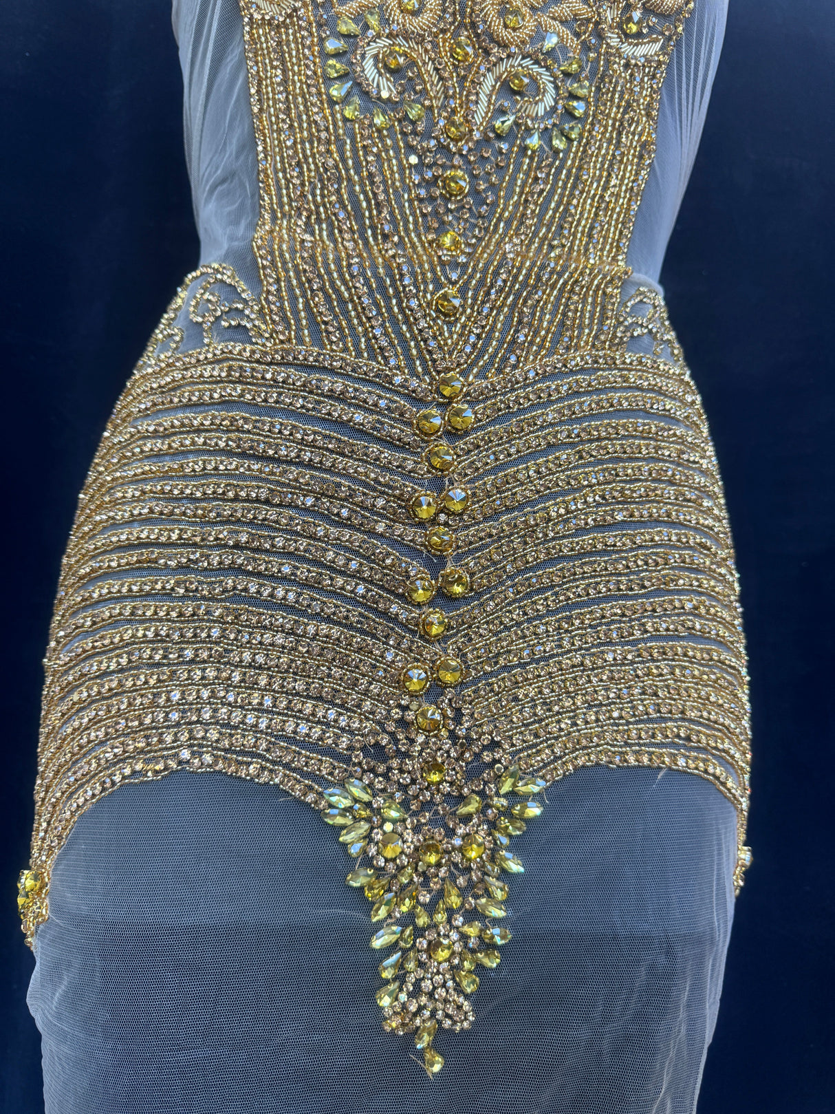 Gold Rhinestone Bodice Appliqué