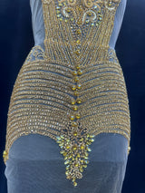 Gold Rhinestone Bodice Appliqué