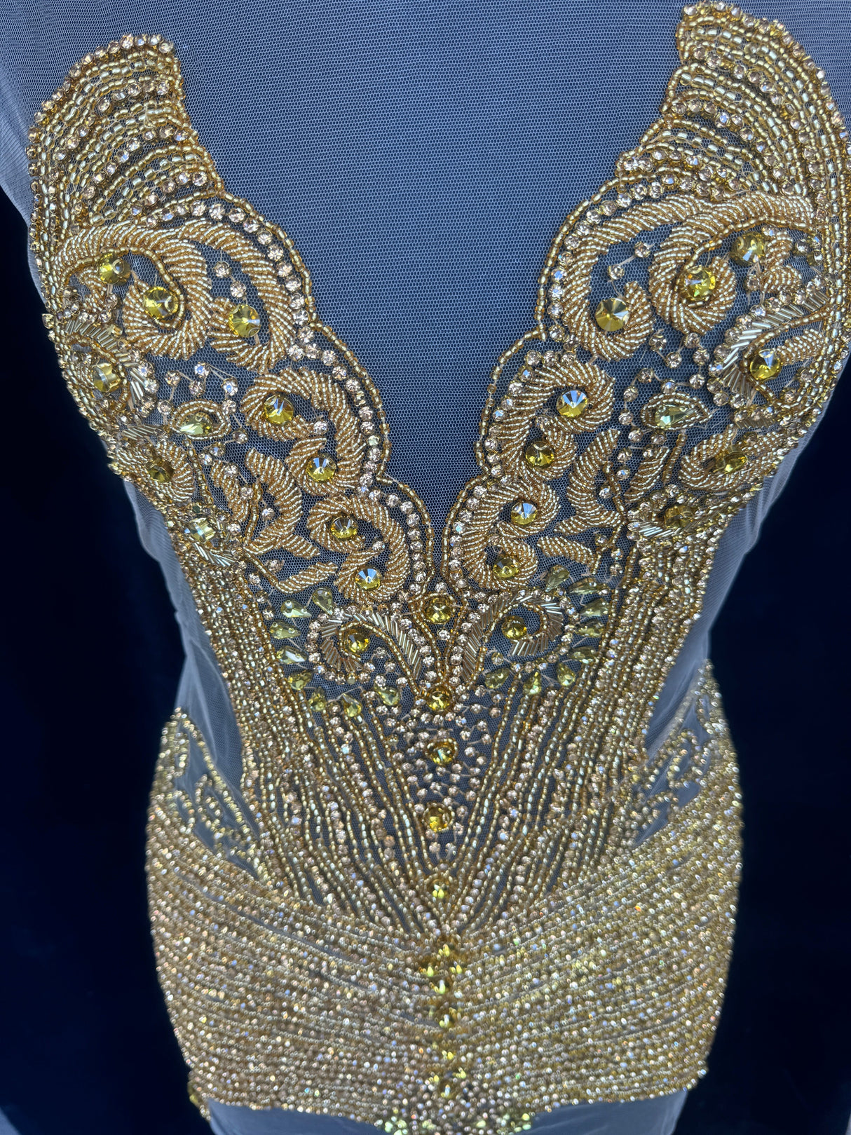 Gold Rhinestone Bodice Appliqué