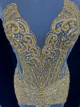 Gold Rhinestone Bodice Appliqué
