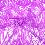Selena Wave Stretch Sequins Fabric - Nylon Spandex Mesh Fabric, Wave Sequin Design, 60" Width, 52" Sequins Width (1 Yard)