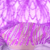 Selena Wave Stretch Sequins Fabric - Nylon Spandex Mesh Fabric, Wave Sequin Design, 60" Width, 52" Sequins Width (1 Yard)
