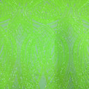 Selena Wave Stretch Sequins Fabric - Nylon Spandex Mesh Fabric, Wave Sequin Design, 60" Width, 52" Sequins Width (1 Yard)