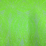 Selena Wave Stretch Sequins Fabric - Nylon Spandex Mesh Fabric, Wave Sequin Design, 60" Width, 52" Sequins Width (1 Yard)
