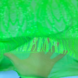 Selena Wave Stretch Sequins Fabric - Nylon Spandex Mesh Fabric, Wave Sequin Design, 60" Width, 52" Sequins Width (1 Yard)