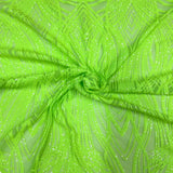 Selena Wave Stretch Sequins Fabric - Nylon Spandex Mesh Fabric, Wave Sequin Design, 60" Width, 52" Sequins Width (1 Yard)