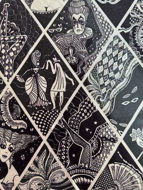 Printed Nylon Spandex Midnight Stories Black