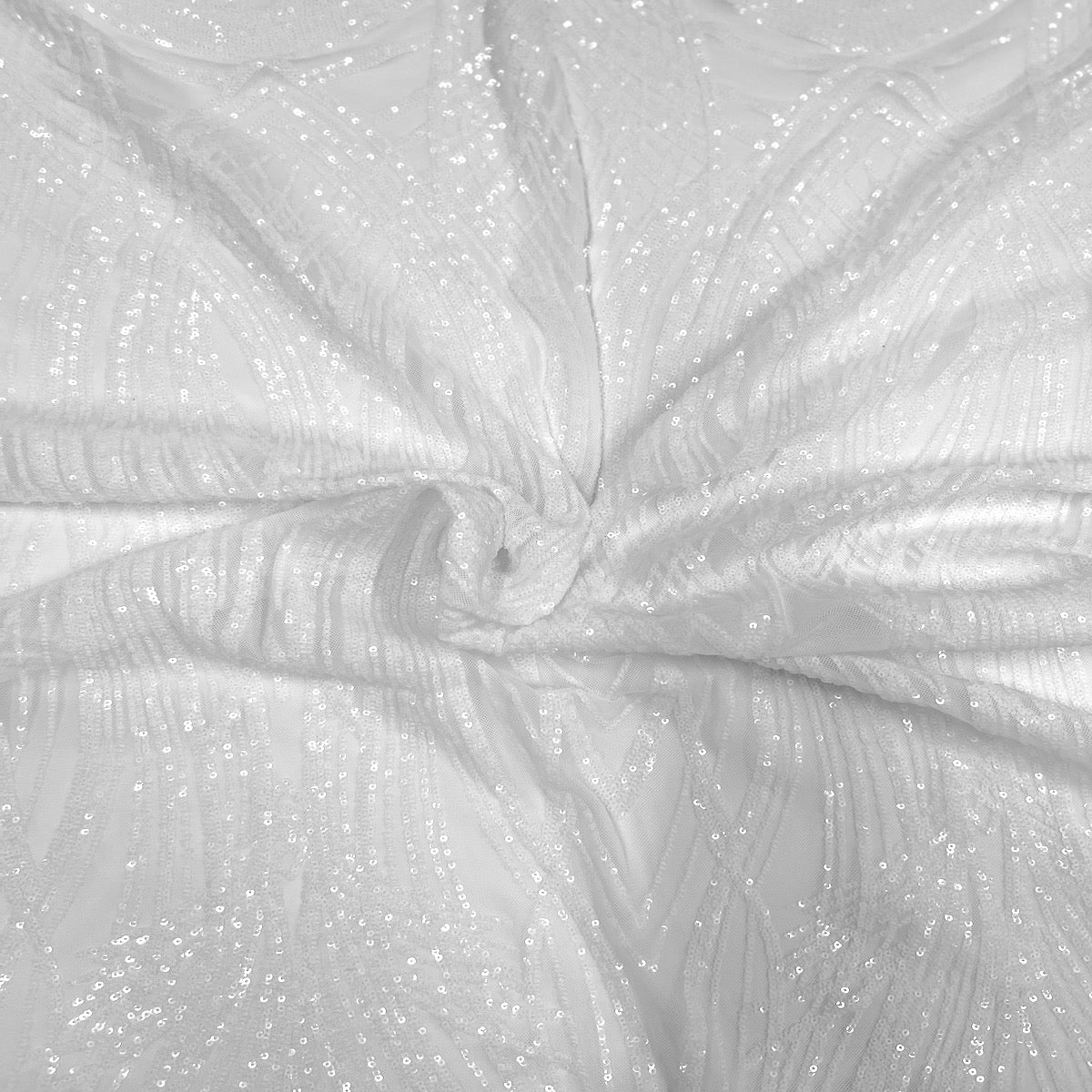 Selena Wave Stretch Sequins Fabric - Nylon Spandex Mesh Fabric, Wave Sequin Design, 60" Width, 52" Sequins Width (1 Yard)