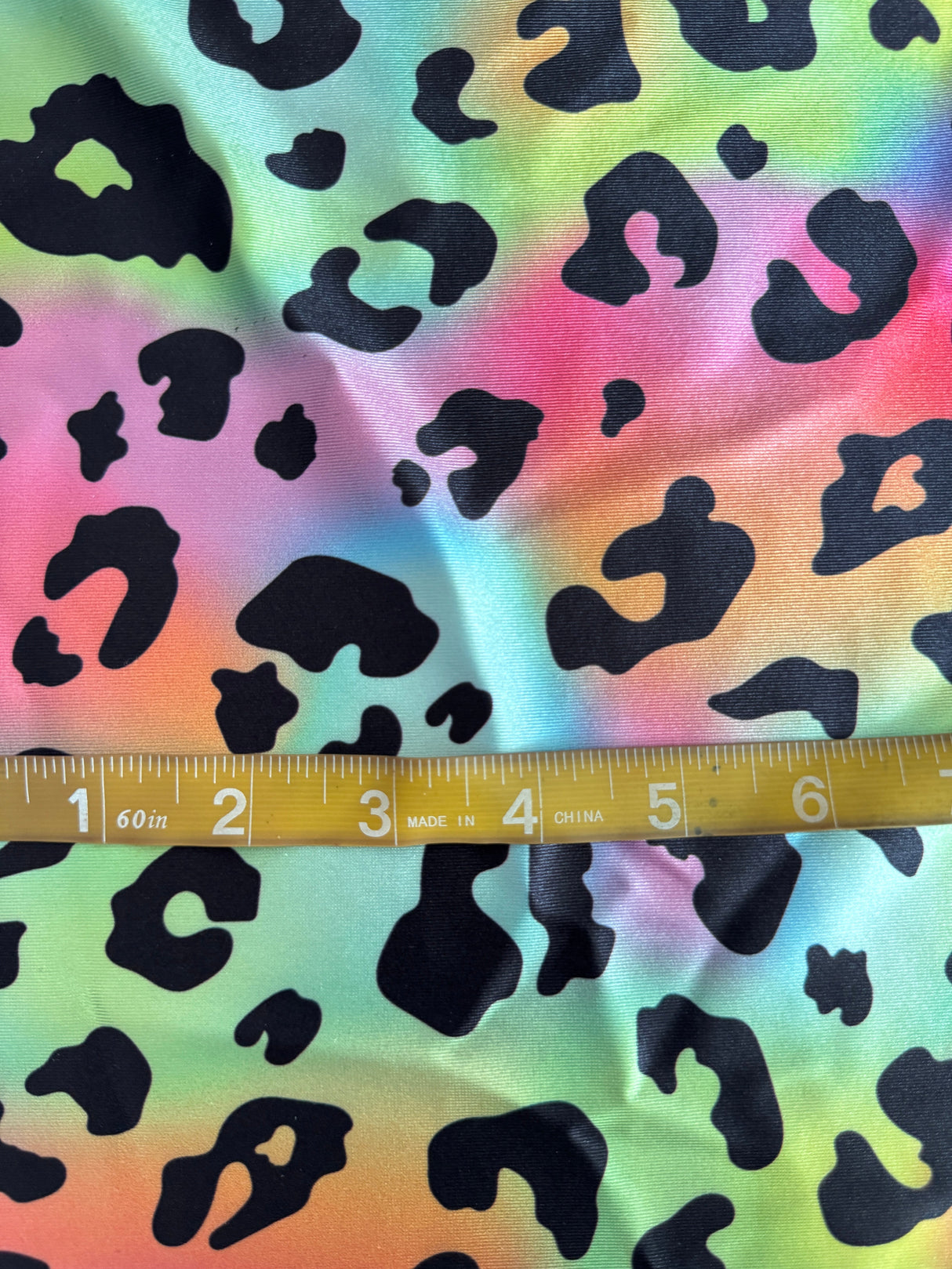 Printed Nylon Spandex Rainbow Leopard