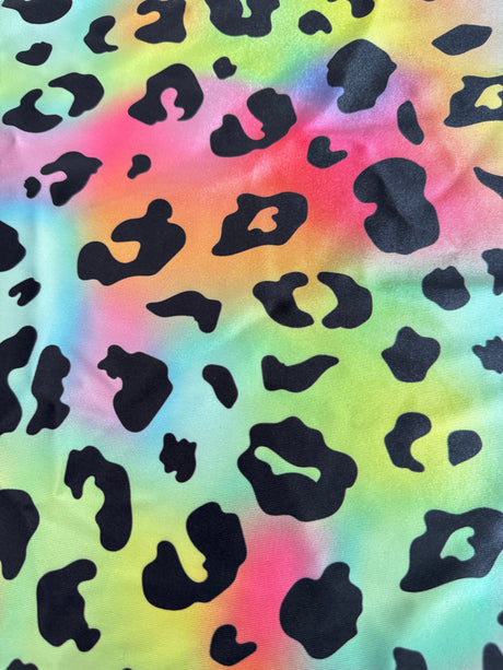 Printed Nylon Spandex Rainbow Leopard