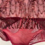 Selena Wave Stretch Sequins Fabric - Nylon Spandex Mesh Fabric, Wave Sequin Design, 60" Width, 52" Sequins Width (1 Yard)
