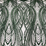 Selena Wave Stretch Sequins Fabric - Nylon Spandex Mesh Fabric, Wave Sequin Design, 60" Width, 52" Sequins Width (1 Yard)