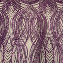 Selena Wave Stretch Sequins Fabric - Nylon Spandex Mesh Fabric, Wave Sequin Design, 60" Width, 52" Sequins Width (1 Yard)