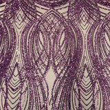 Selena Wave Stretch Sequins Fabric - Nylon Spandex Mesh Fabric, Wave Sequin Design, 60" Width, 52" Sequins Width (1 Yard)
