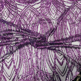 Selena Wave Stretch Sequins Fabric - Nylon Spandex Mesh Fabric, Wave Sequin Design, 60" Width, 52" Sequins Width (1 Yard)