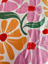 Printed Nylon Spandex Pink Retro Blossom Flower