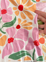 Printed Nylon Spandex Pink Retro Blossom Flower