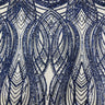 Selena Wave Stretch Sequins Fabric - Nylon Spandex Mesh Fabric, Wave Sequin Design, 60" Width, 52" Sequins Width (1 Yard)