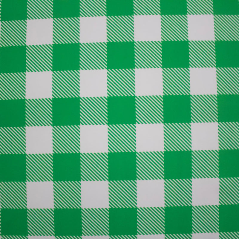 Green Gingham Print Spandex Fabric - Green Gingham, 58"/60" Width (1 Yard)