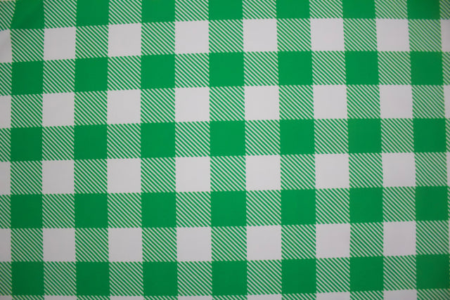 Green Gingham Print Spandex Fabric - Green Gingham, 58"/60" Width (1 Yard)