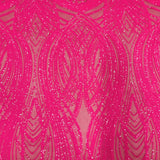 Selena Wave Stretch Sequins Fabric - Nylon Spandex Mesh Fabric, Wave Sequin Design, 60" Width, 52" Sequins Width (1 Yard)