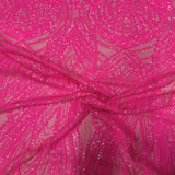 Selena Wave Stretch Sequins Fabric - Nylon Spandex Mesh Fabric, Wave Sequin Design, 60" Width, 52" Sequins Width (1 Yard)
