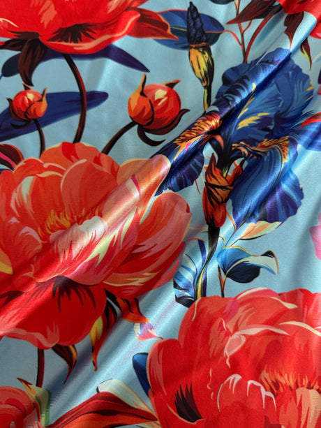 Printed Nylon Spandex Garden Flowers Multicolor