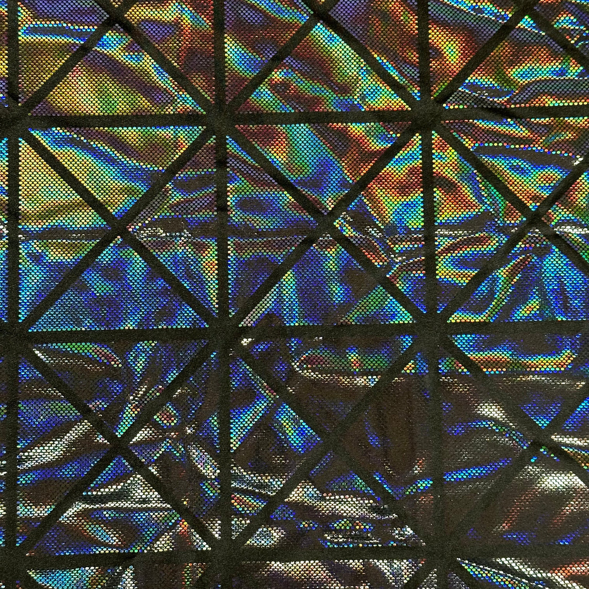 Nylon Spandex Geometric Hologram Foil Fabric