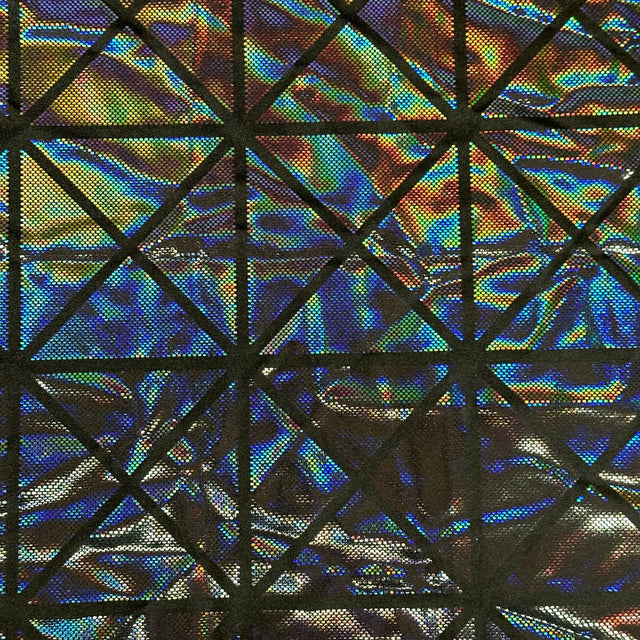 Nylon Spandex Geometric Hologram Foil Fabric