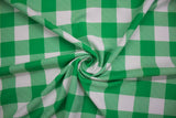 Green Gingham Print Spandex Fabric - Green Gingham, 58"/60" Width (1 Yard)