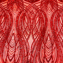 Selena Wave Stretch Sequins Fabric - Nylon Spandex Mesh Fabric, Wave Sequin Design, 60" Width, 52" Sequins Width (1 Yard)