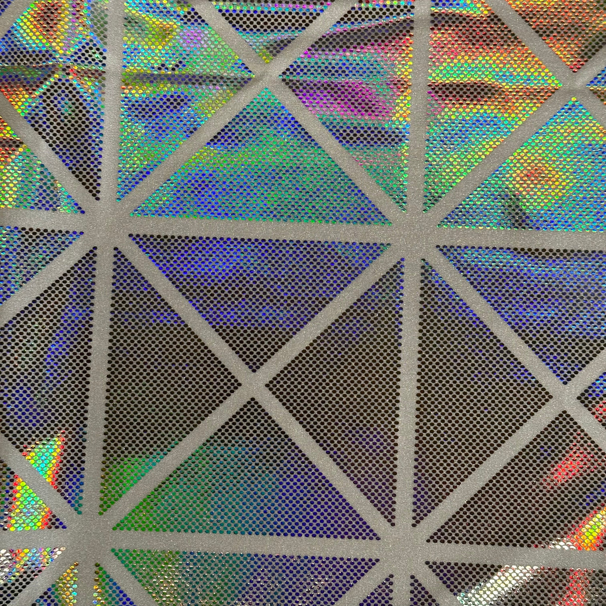 Nylon Spandex Geometric Hologram Foil Fabric