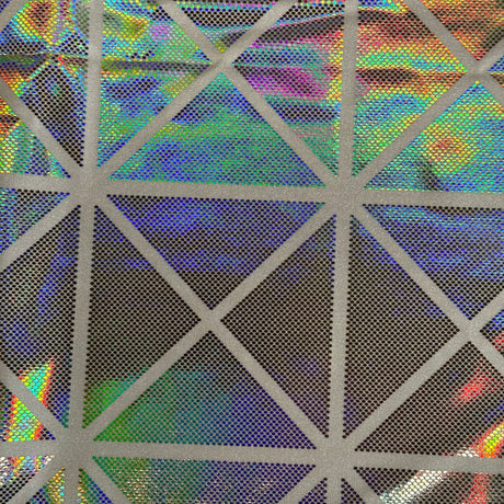 Nylon Spandex Geometric Hologram Foil Fabric