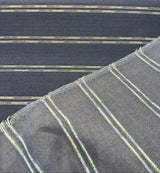 Wayward Indigo Blue Stripe Solution-Dyed Acrylic Fabric - Indigo Blue, Denim Blue, Sand, Ivory, 54" Width (1 Yard)