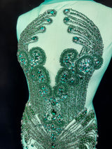 Emerald Green Rhinestone Bodice Applique