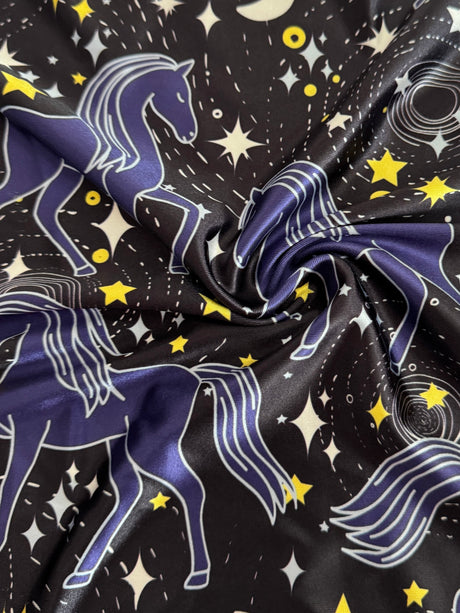 Printed Nylon Spandex Celestial Horses
