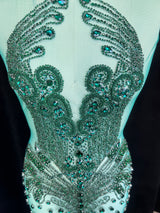 Emerald Green Rhinestone Bodice Applique