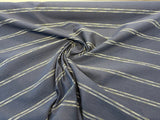 Wayward Indigo Blue Stripe Solution-Dyed Acrylic Fabric - Indigo Blue, Denim Blue, Sand, Ivory, 54" Width (1 Yard)