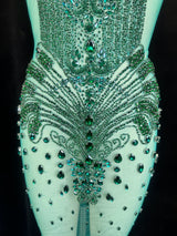 Emerald Green Rhinestone Bodice Applique